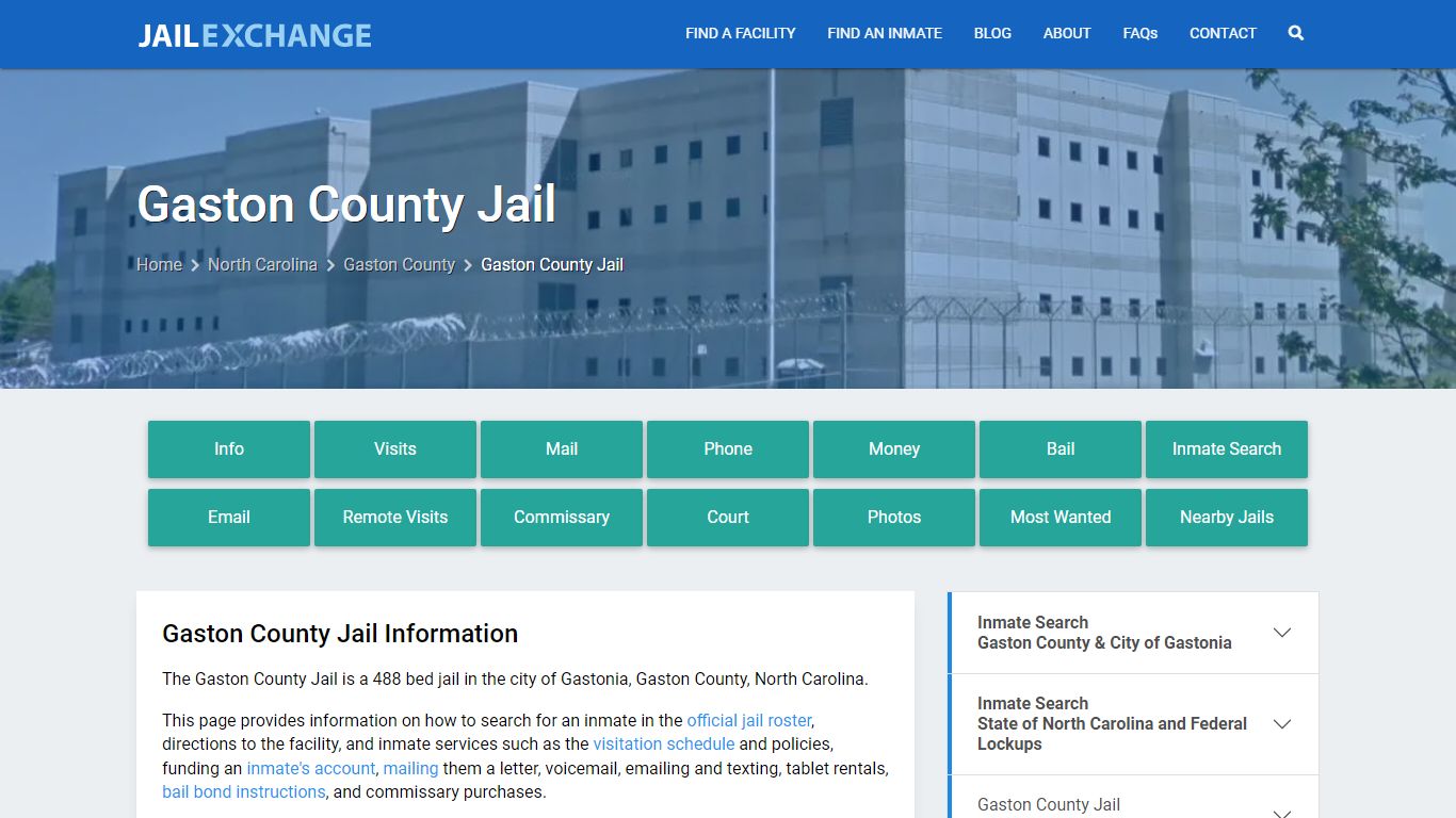 Gaston County Jail, NC Inmate Search, Information