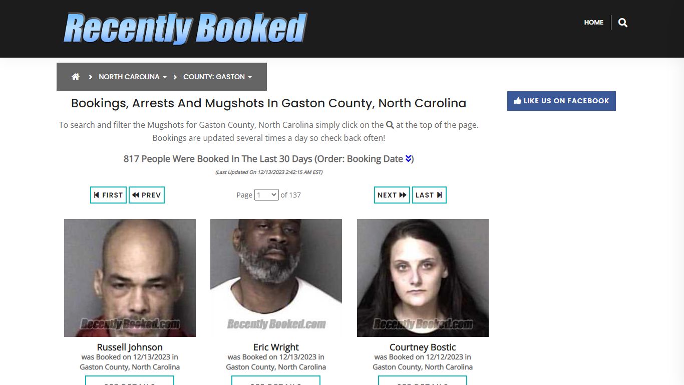 Bookings, Arrests and Mugshots in Gaston County, North Carolina